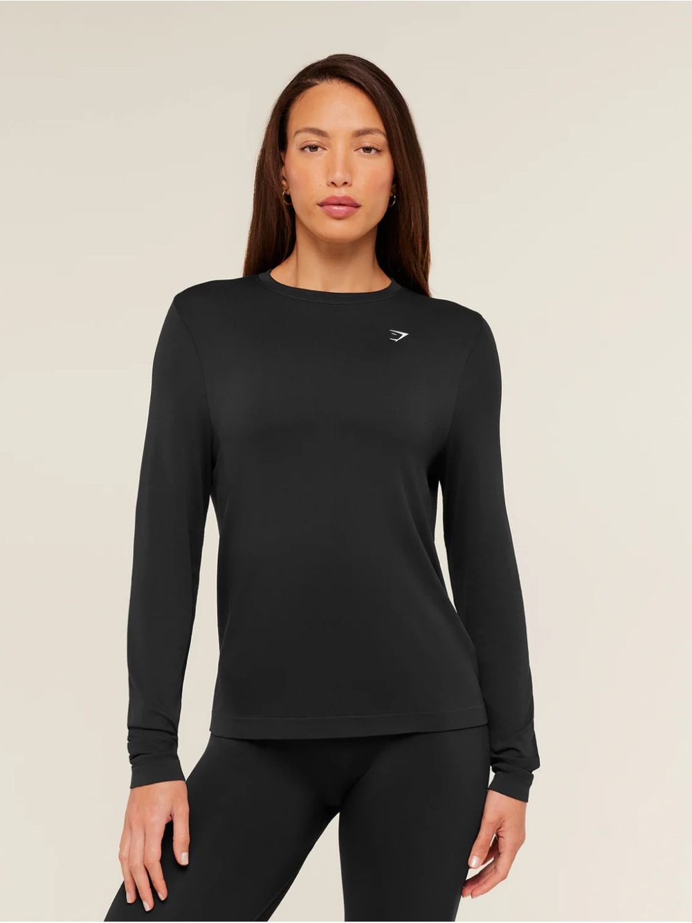 Gymshark Black Long-Sleeve Crew with White Logo